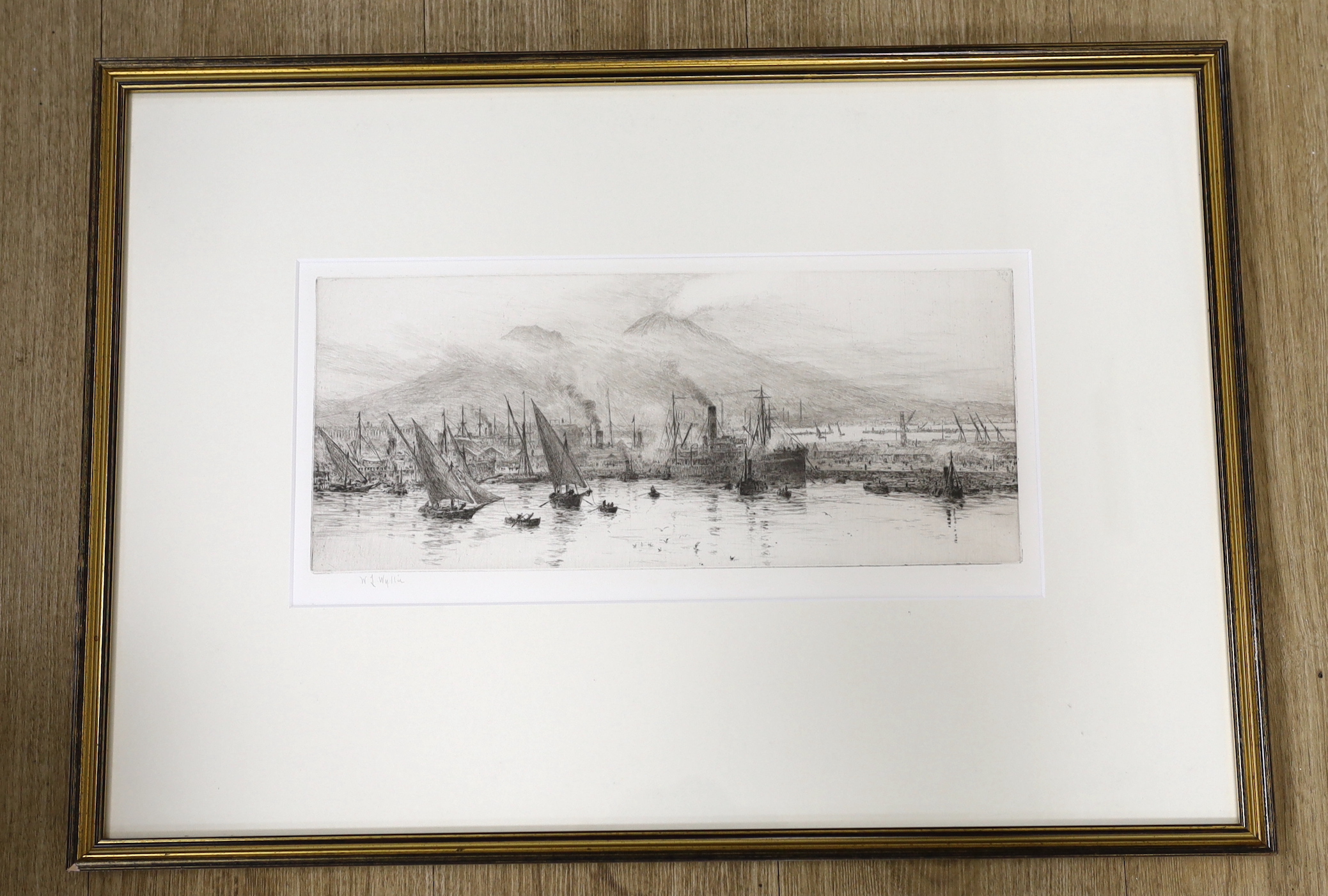 William Lionel Wyllie (1851-1931), etching, 'Bay of Naples', signed in pencil, 18 x 39cm